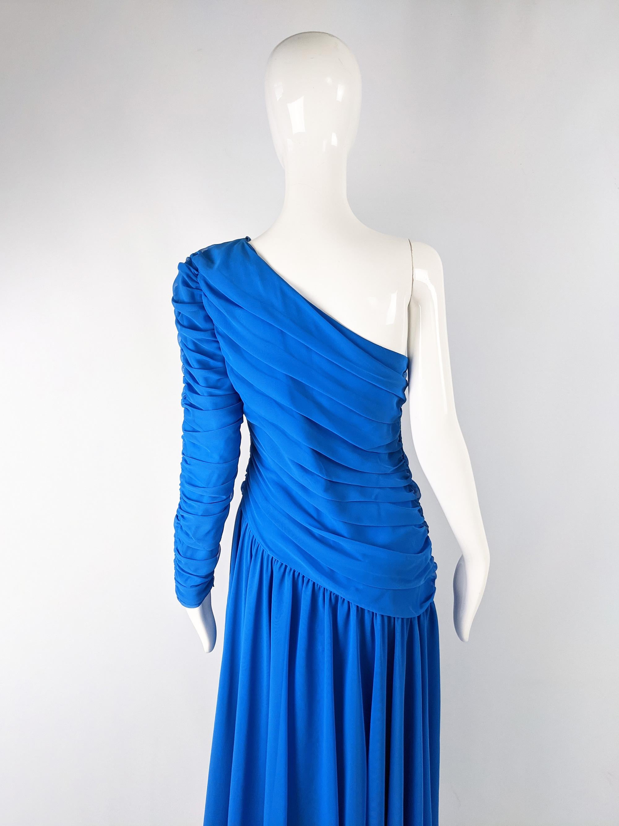 Louis Feraud Vintage Blue Chiffon Evening Dress 3