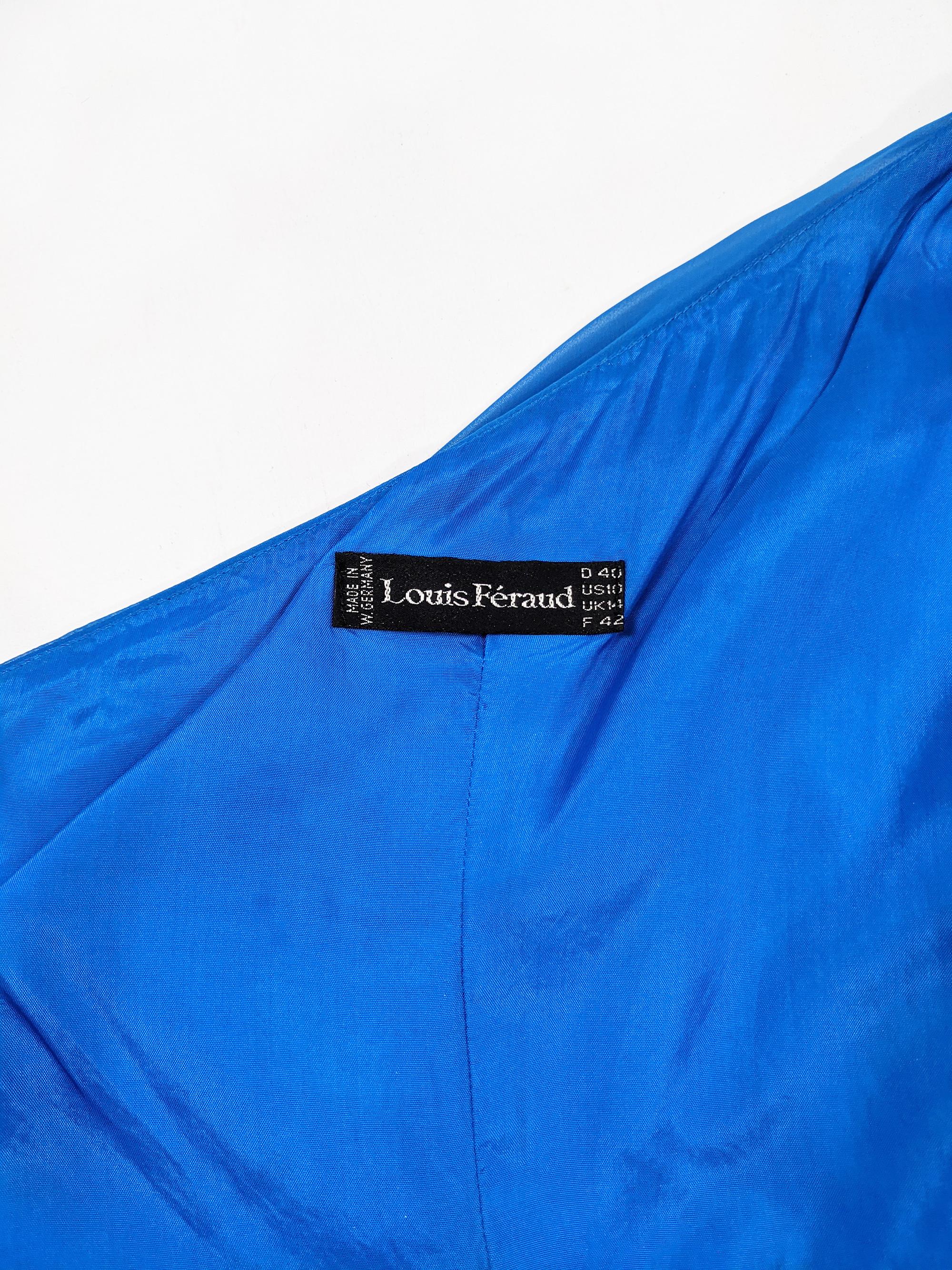 Louis Feraud Vintage Blue Chiffon Evening Dress 4