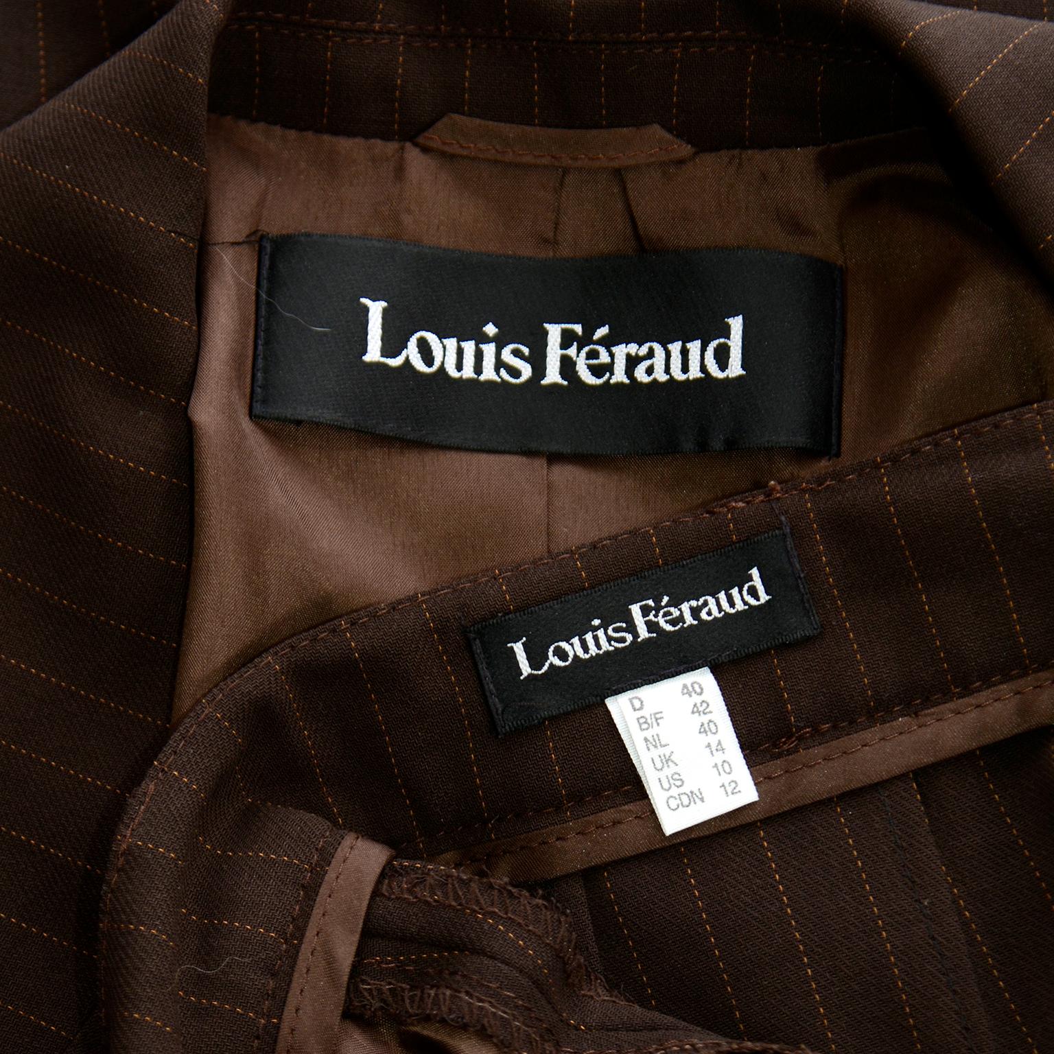 Louis Feraud Vintage Brown Pinstripe Trouser & Coat Suit 6