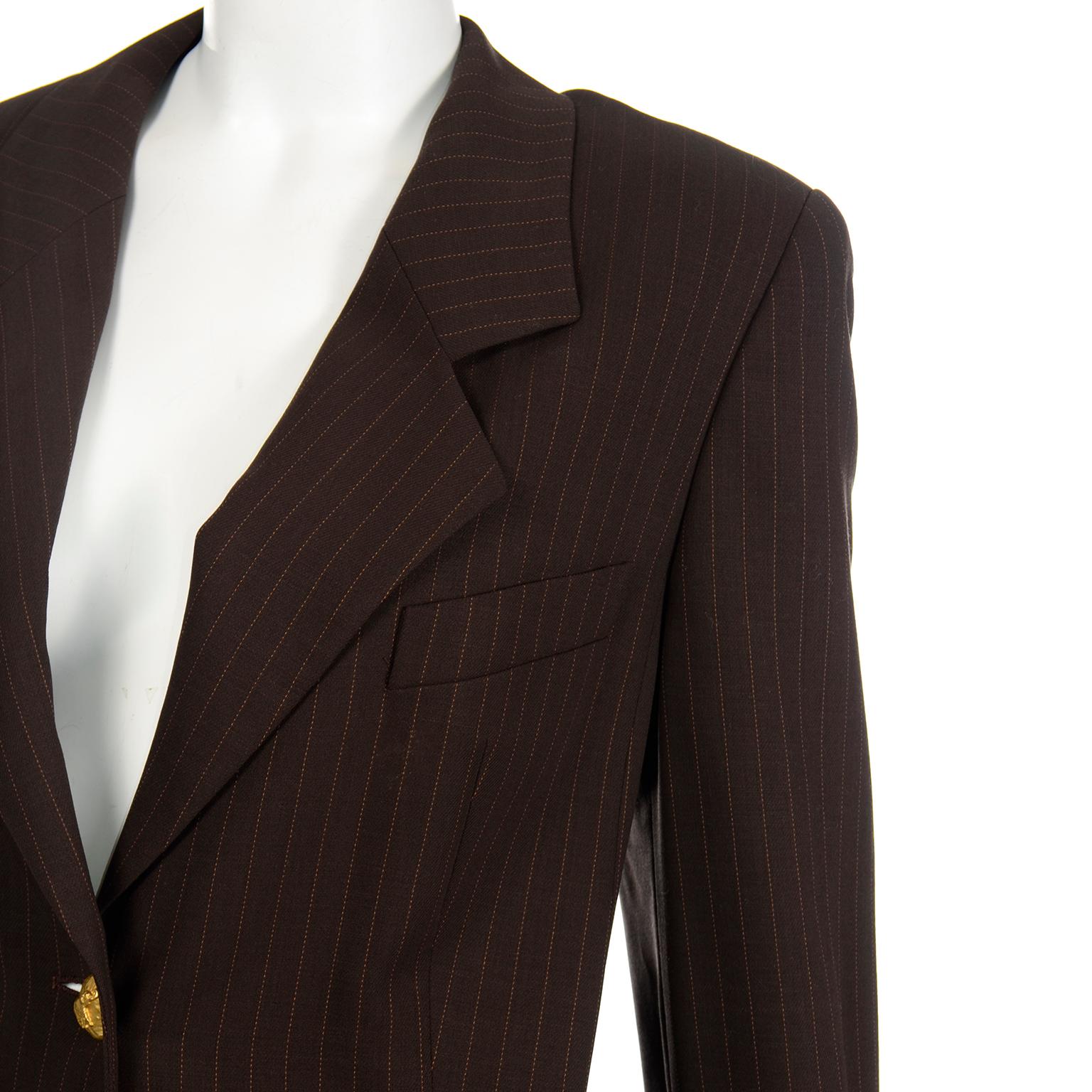 Louis Feraud Vintage Brown Pinstripe Trouser & Coat Suit 2