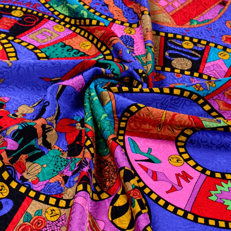 MoralFibersShop Louis Feraud Silk Colourful Foulard Scarf | Vintage Luxury Designer Scarves Vtg