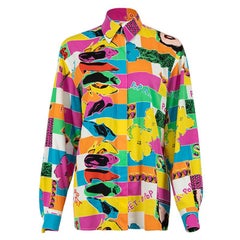 Louis Feraud Vintage Pop-Art Neon Graphic Shirt Taglia L.