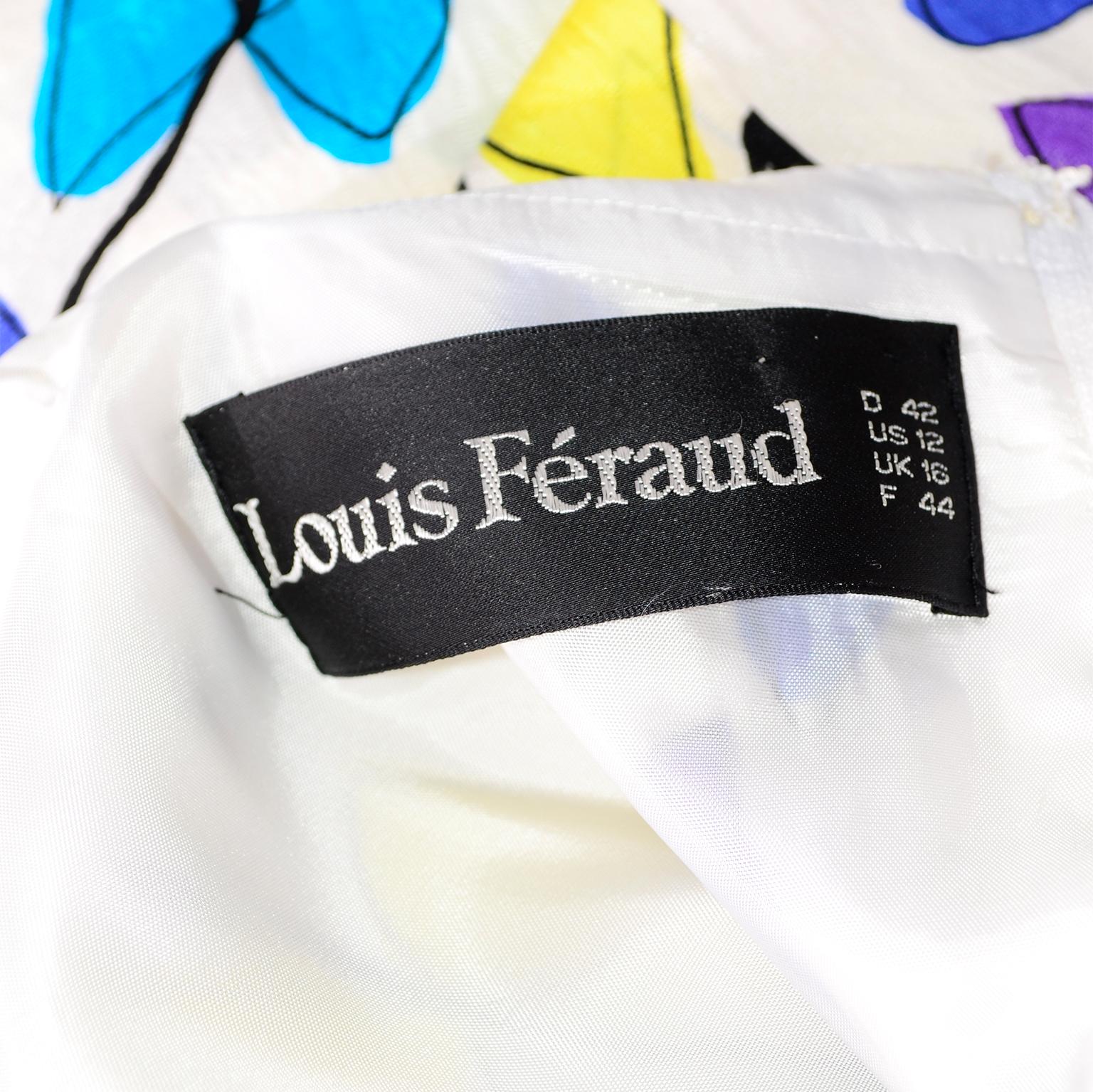 Louis Feraud Vintage Silk Dress in Colorful Kite String Bow Print 2