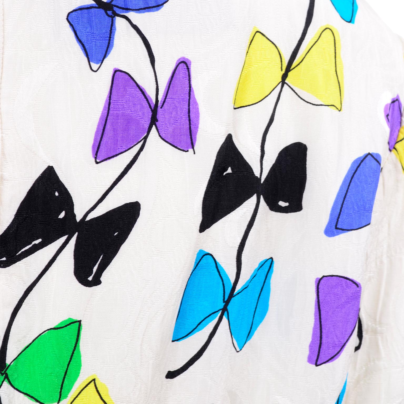 Women's or Men's Louis Feraud Vintage Silk Dress in Colorful Kite String Bow Print