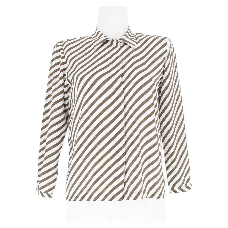 Louis Féraud White Shirt with Brown Stripes
