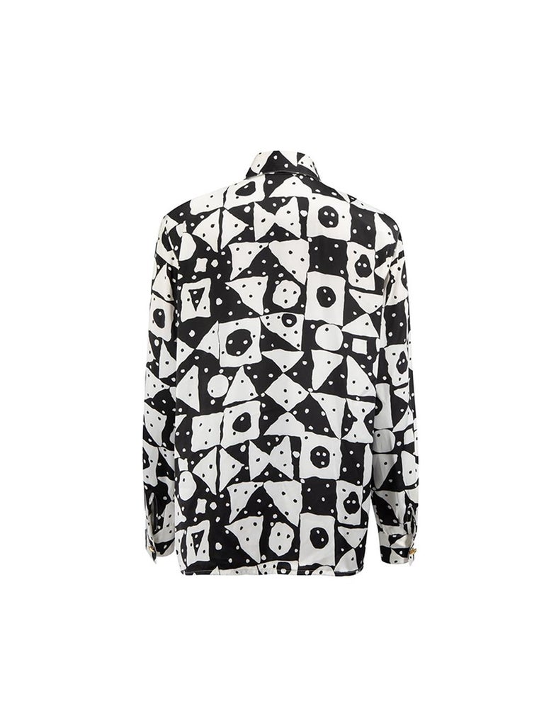 Louis Féraud Women's Black and White Abstract Pattern Blouse For Sale at  1stDibs