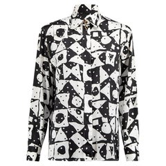 Louis Féraud Women's Black & White Abstract Pattern Blouse