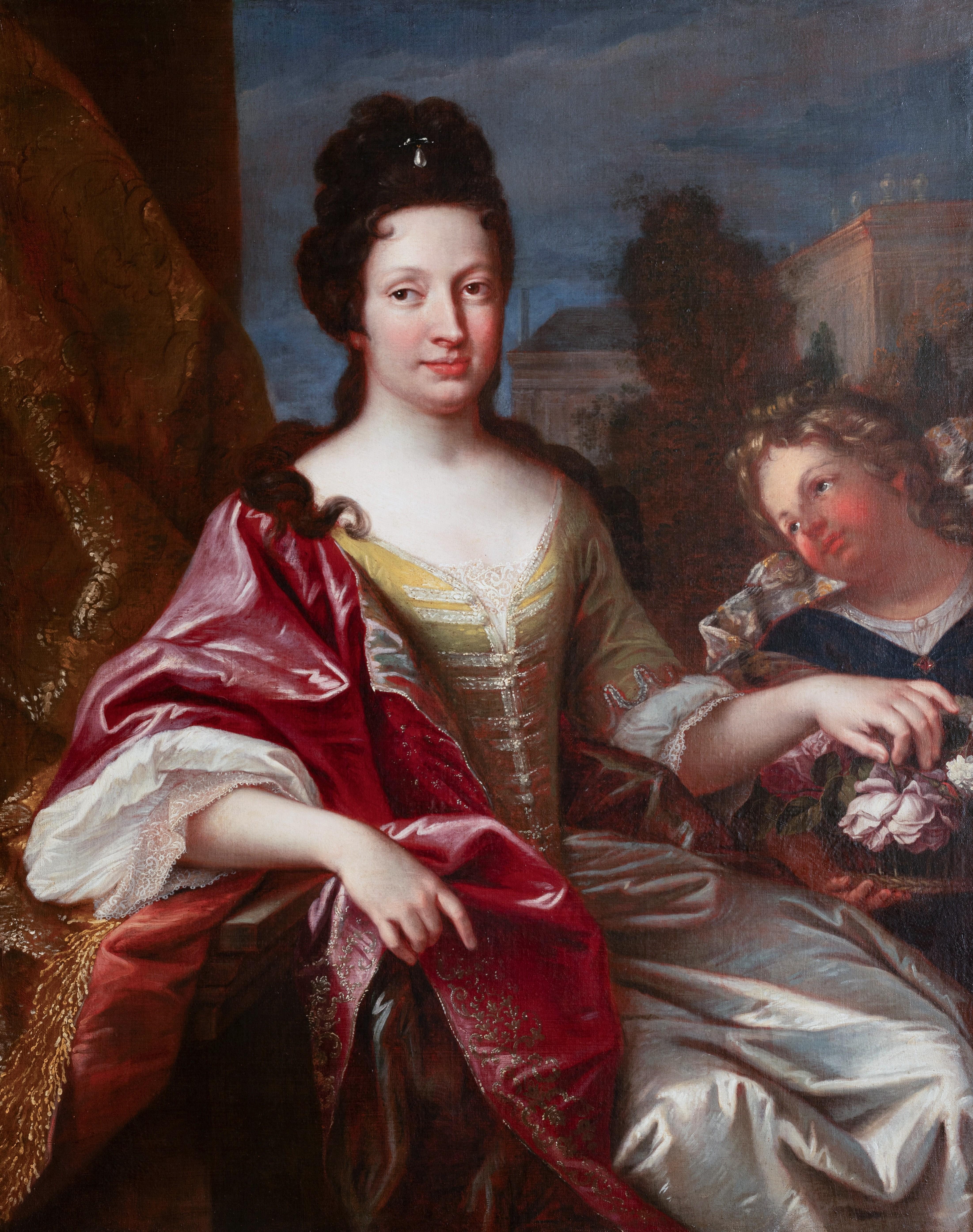 Ritratto della principessa francese, fine del XVII secolo. Scuola francese - Painting di Louis Ferdinand Elle the Younger