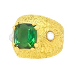 Used Louis Feron Fabulous Sixties Tourmaline and Pearl-Set Gold Ring