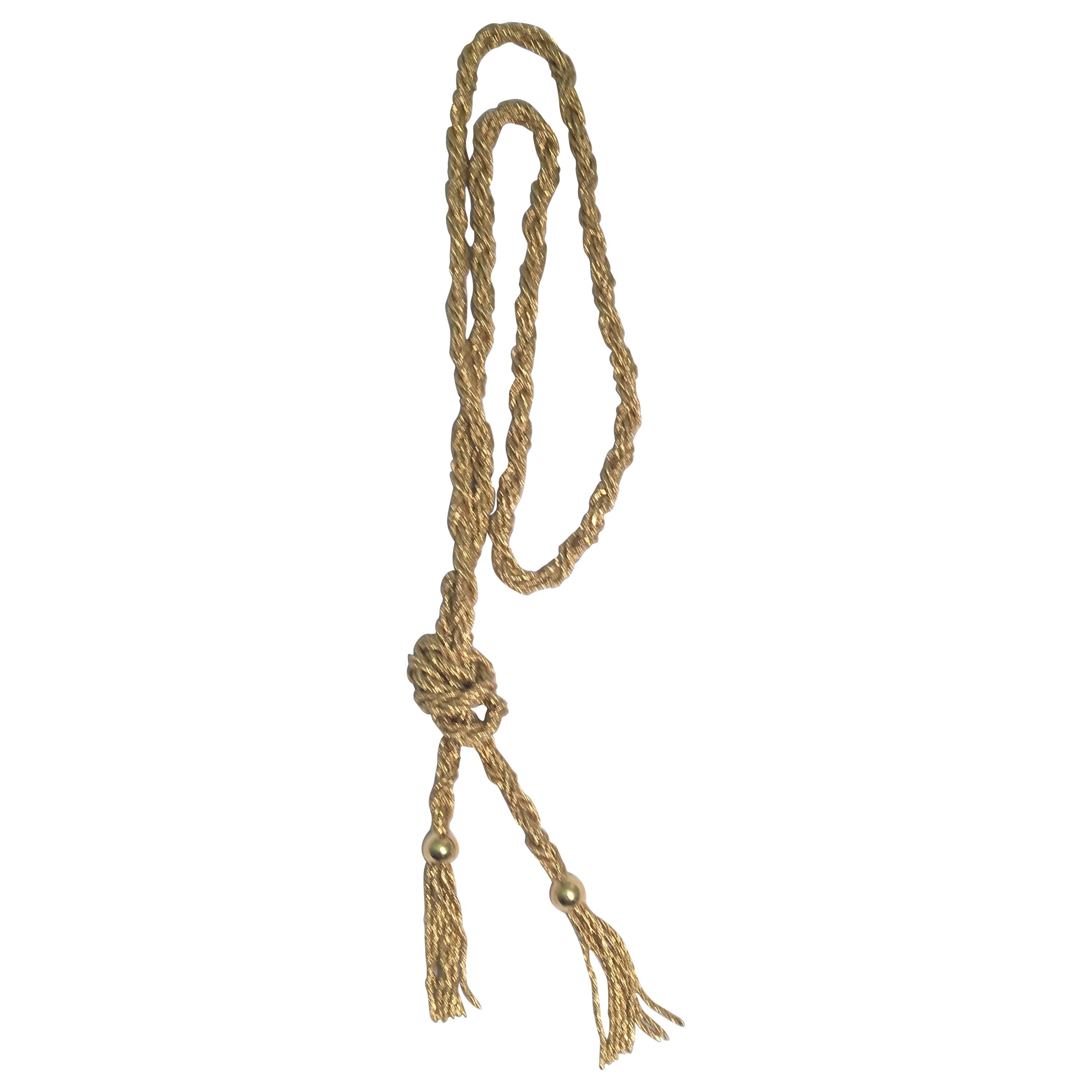 Louis Fiessler 18 Karat Braided Tassel Necklace