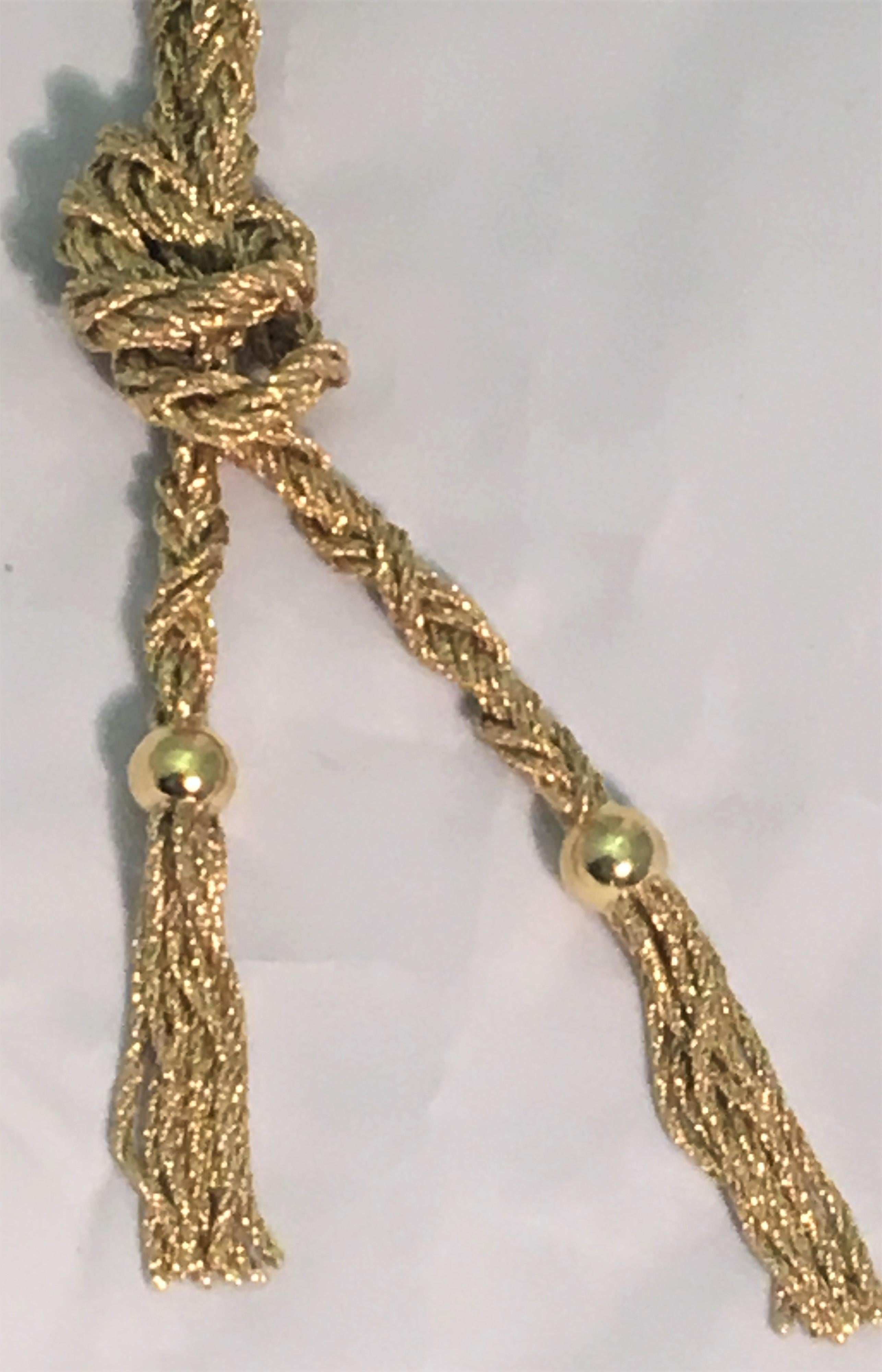 Louis Fiessler 18 Karat Braided Tassel Necklace In New Condition In Cincinnati, OH