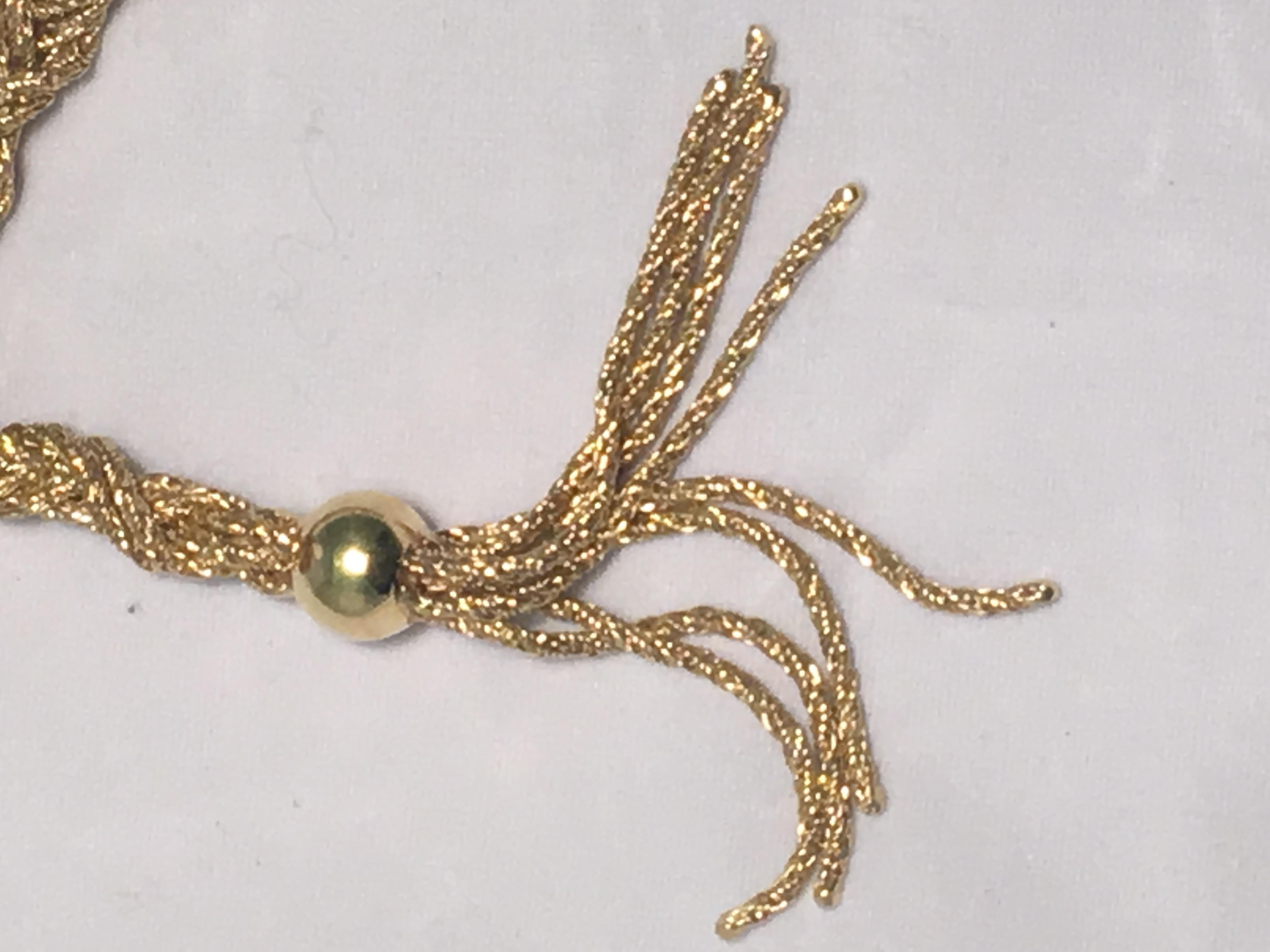 Women's or Men's Louis Fiessler 18 Karat Braided Tassel Necklace
