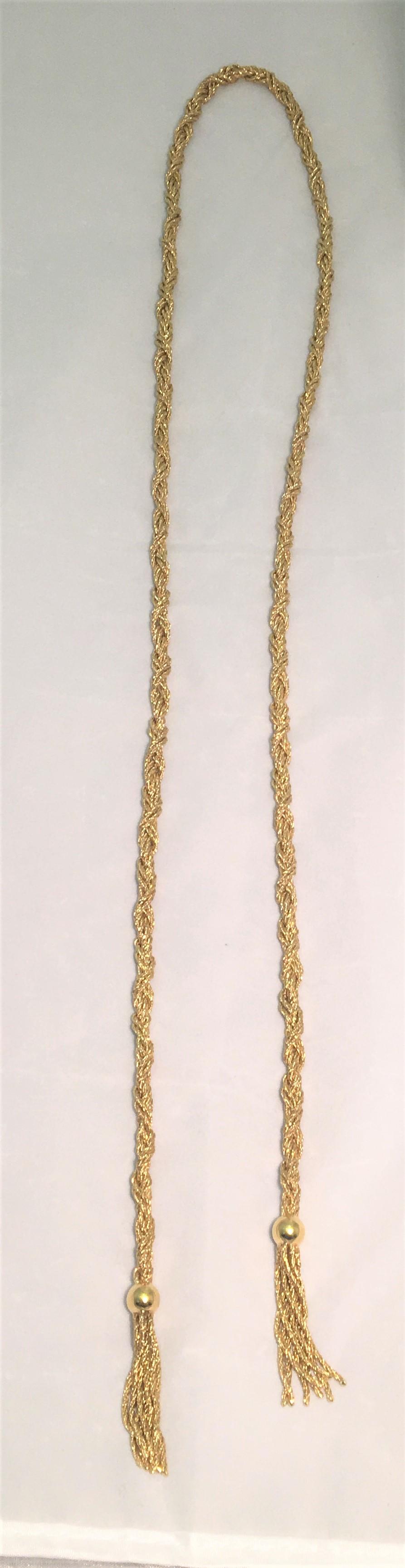 Louis Fiessler 18 Karat Braided Tassel Necklace 1