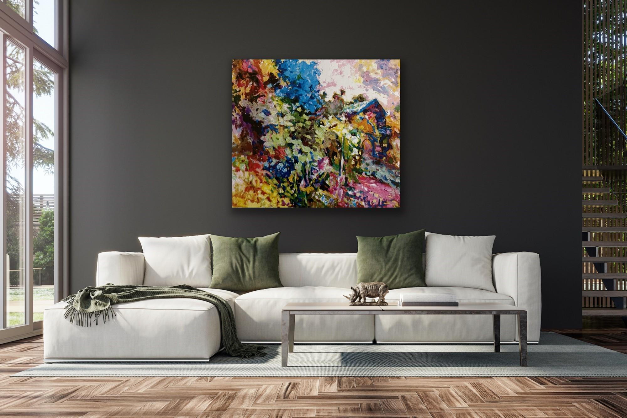 Summer, 40 x 45, oil on canvas, impressionist landscape, bright vivid colors