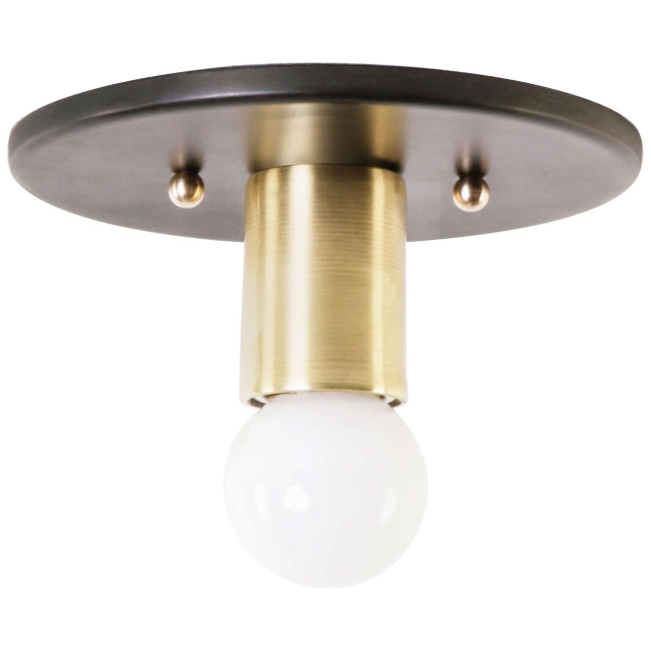 Louis Flush Mount with Steel Canopy and Solid Brass Extension