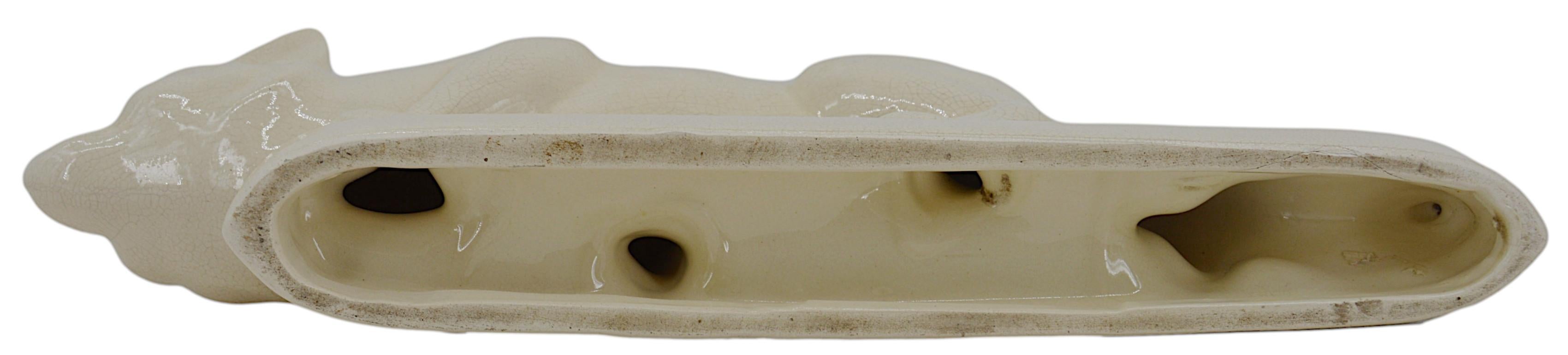 Louis Fontinelle French Art Deco Crackle Glaze Ceramic Fox, 1920 For Sale 2
