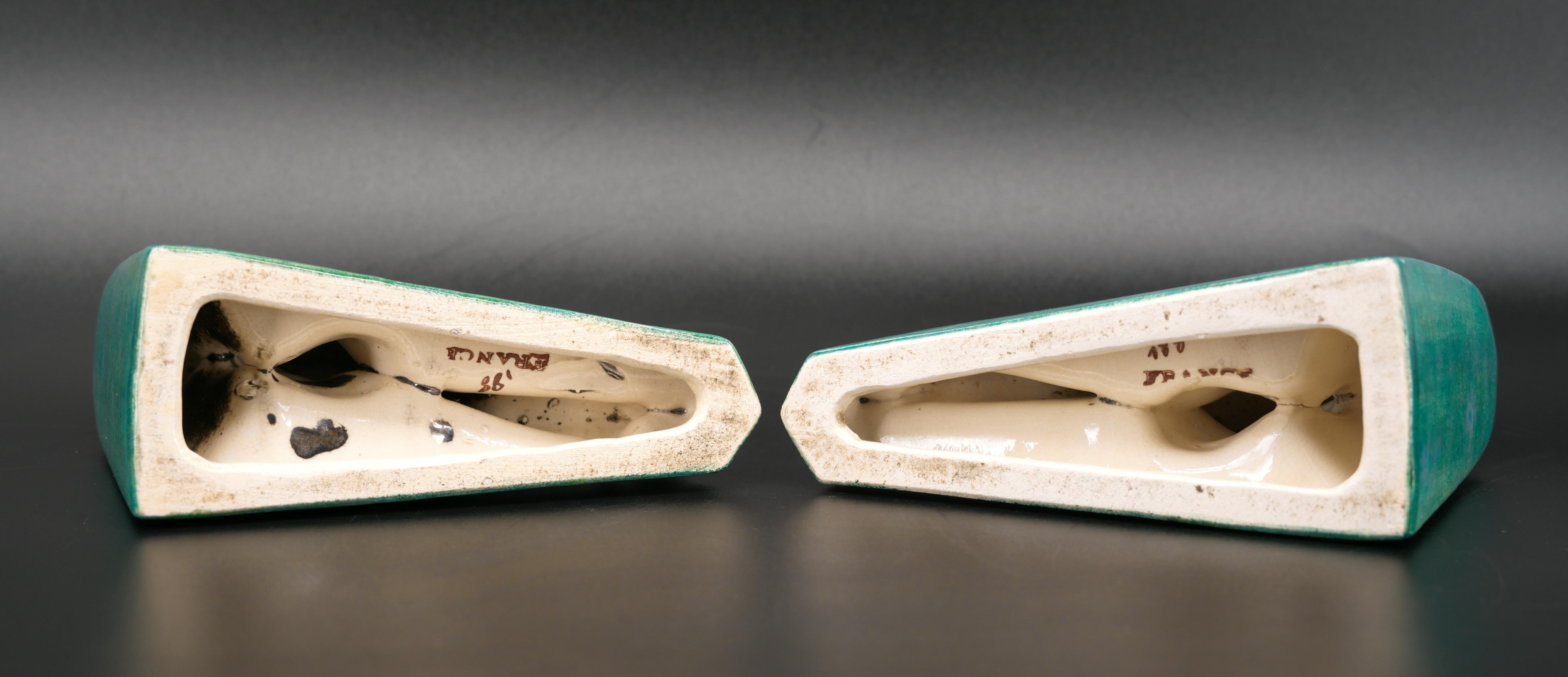 Louis Fontinelle, reggilibri in ceramica Art Deco con smalto craquelé, 1920 in vendita 3