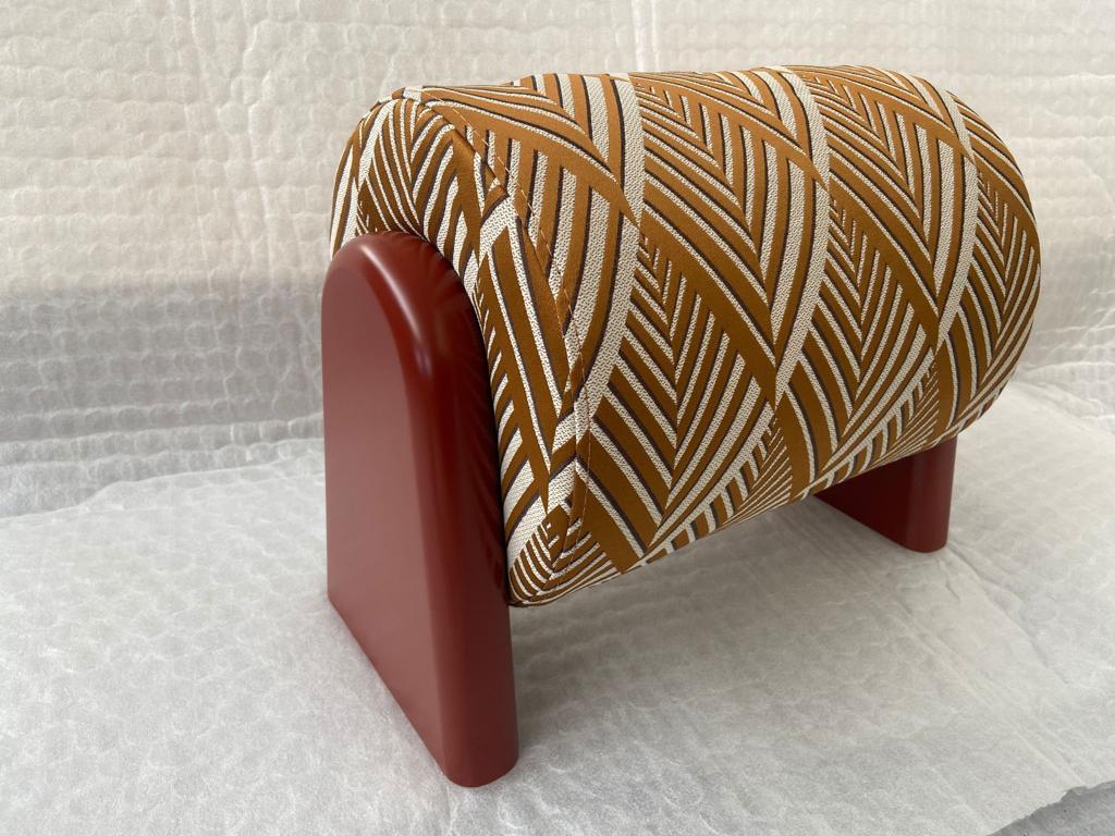 British Small Decorative Footstool, Cylindrical Fabric Stool For Sale