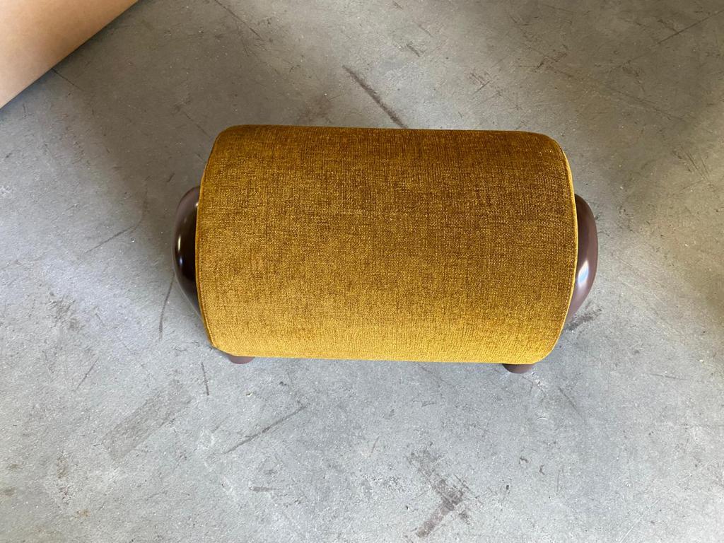 British Cylindrical Fabric Stool, Pouf Round For Sale