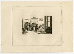 Antique Arrest of Charlotte Corday by Francois Louis Couche - Engraving - 19th Century