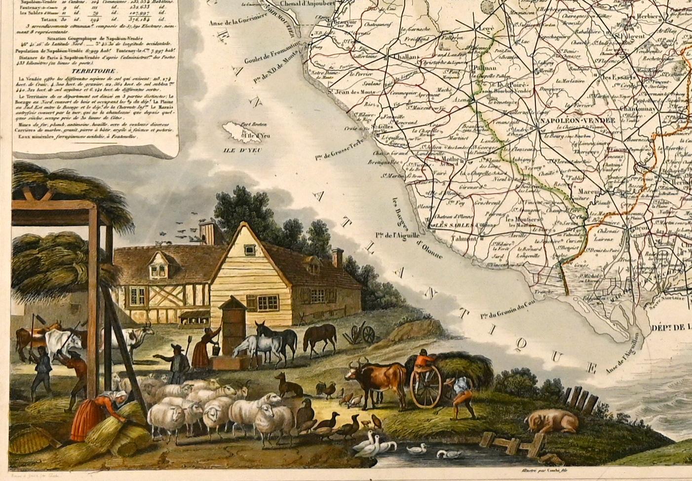 Dépt. De L’Ariège, & Dépt. De la Vendée, from Atlas National de France Illustré - French School Print by Louis Francois Couche