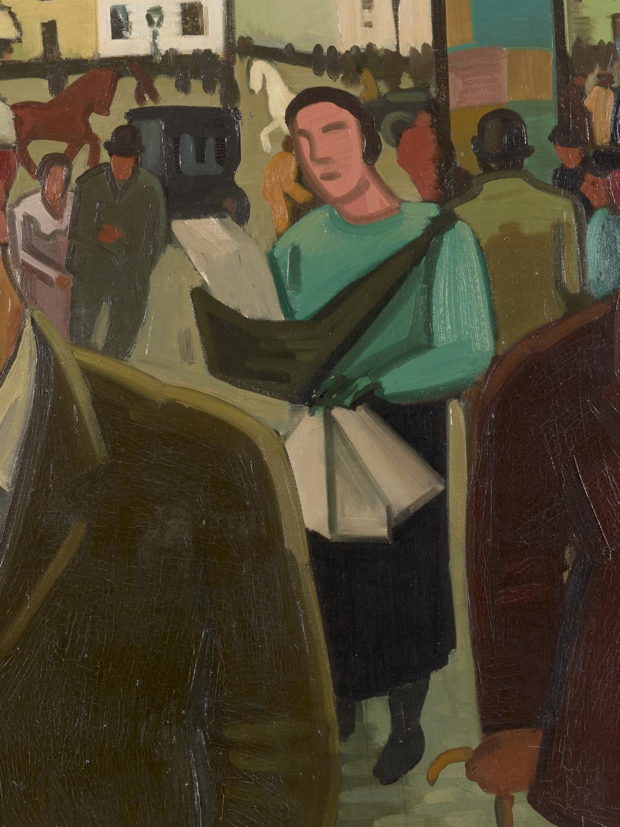 Belgian Louis Francois Decoeur, Rue Animée, Oil on Canvas, Signed For Sale