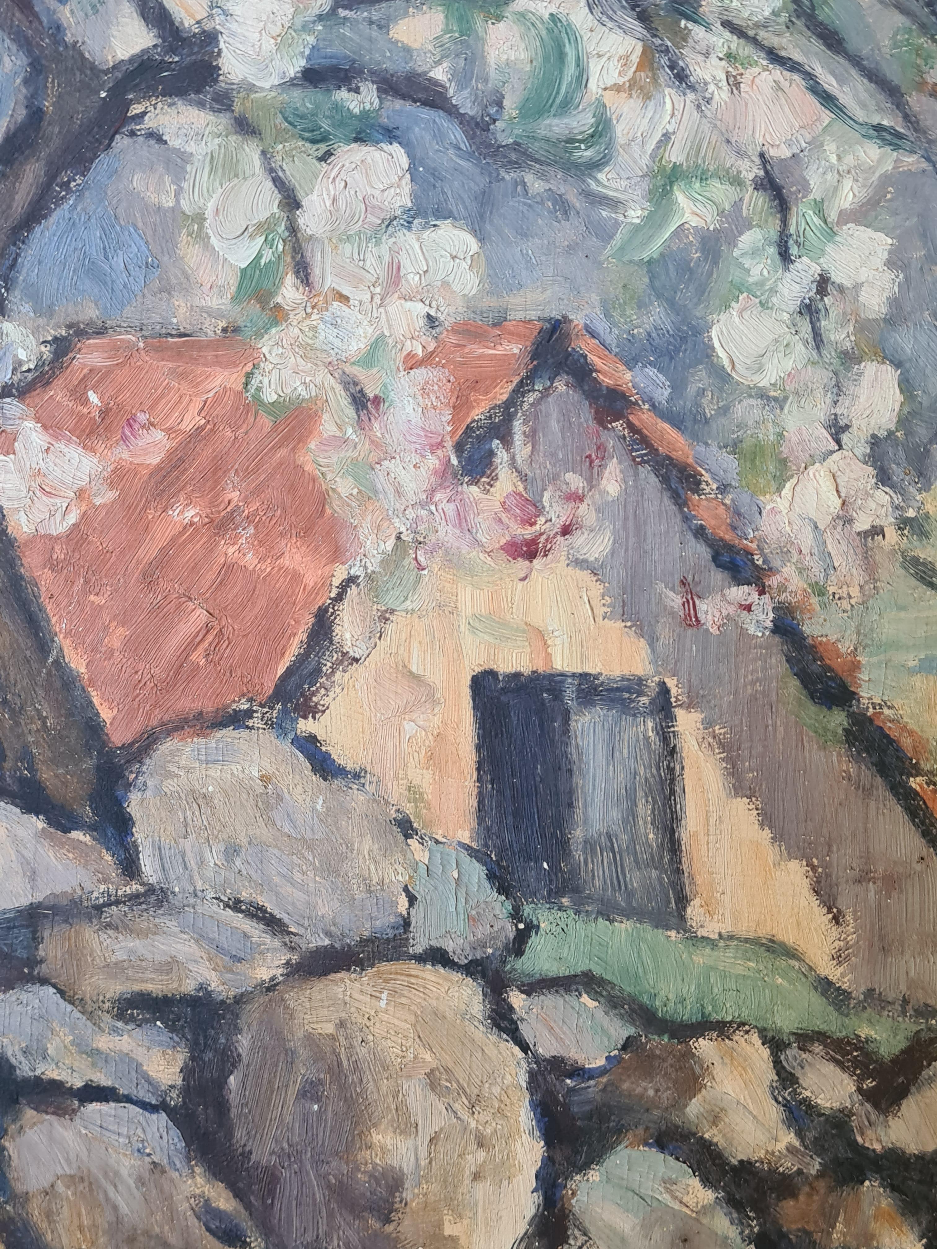 Paesaggio impressionista francese, Pommiers en Fleurs Aux Espagnoux, Fiori di melo in vendita 5