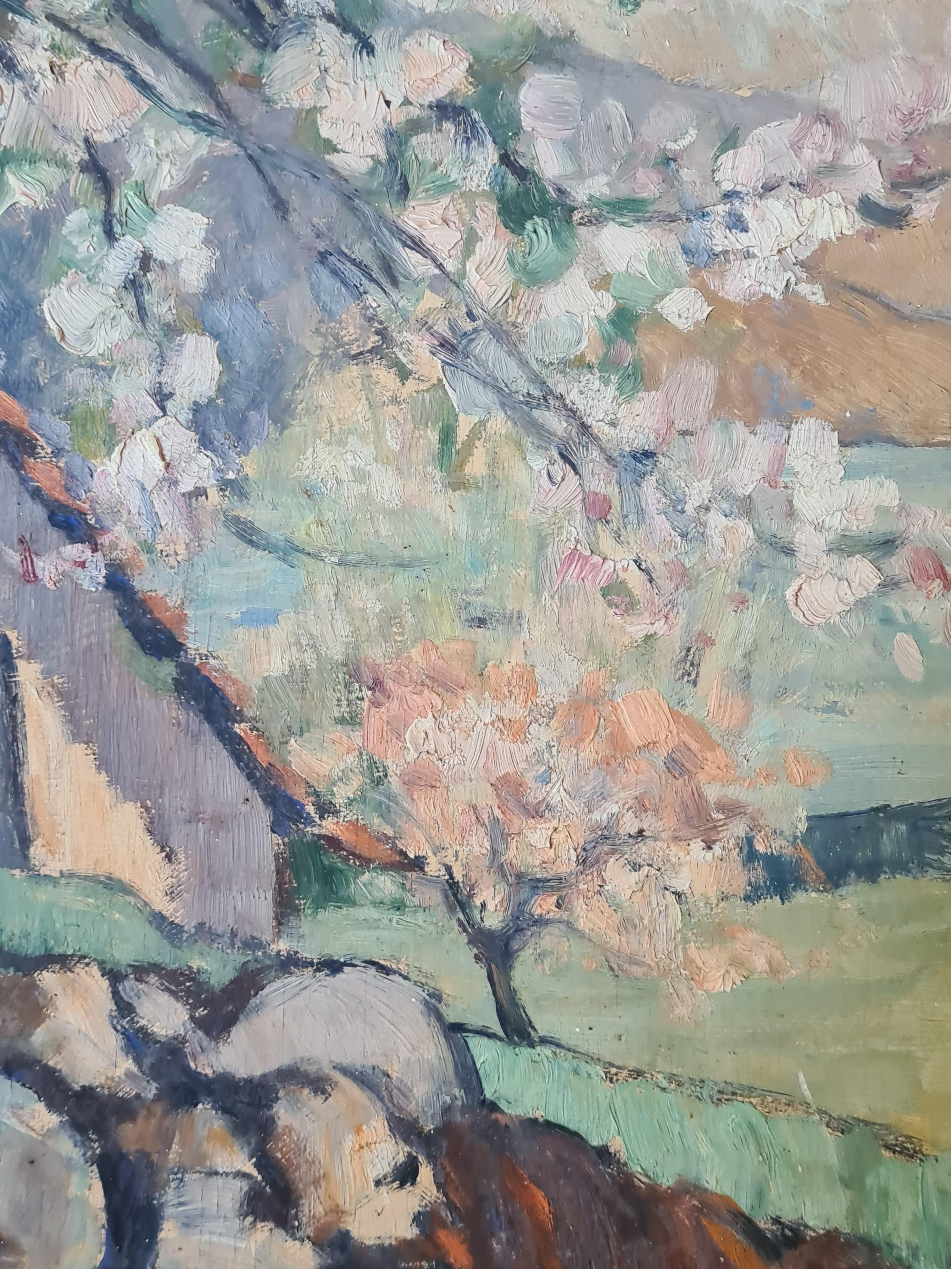 Paesaggio impressionista francese, Pommiers en Fleurs Aux Espagnoux, Fiori di melo in vendita 6
