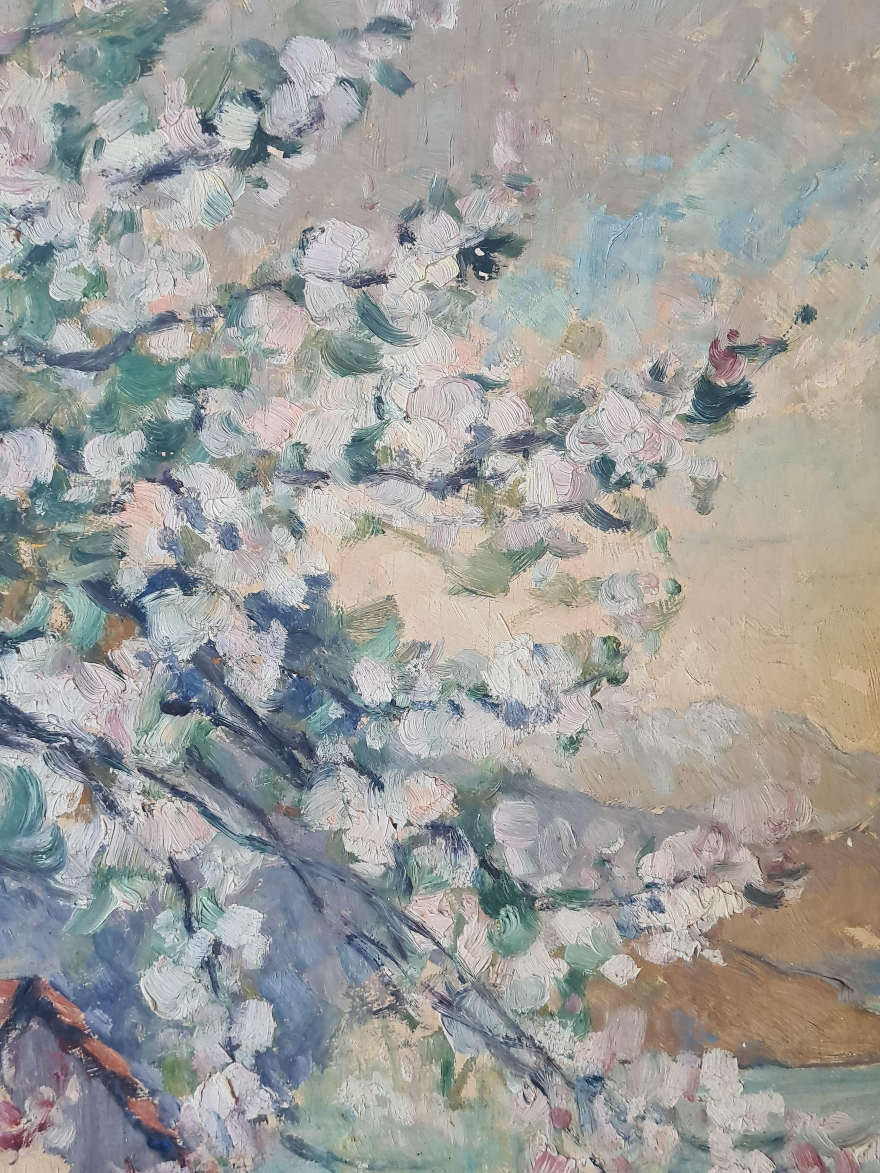 Paesaggio impressionista francese, Pommiers en Fleurs Aux Espagnoux, Fiori di melo in vendita 8