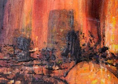 "Los nuevos centinelas" - San Francisco Paisaje abstracto futurista Óleo sobre lienzo