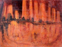 "The New Sentinels" - San Francisco Futuristic Abstract Landscape Oil on Canvas