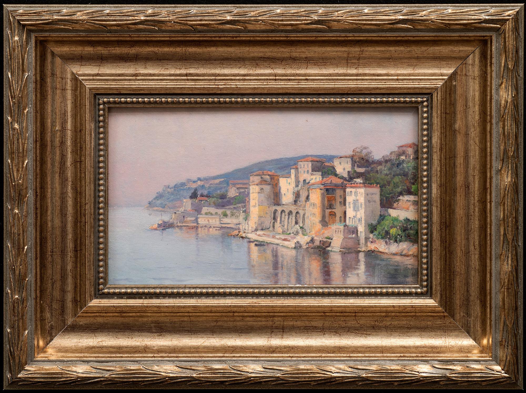 Louis François Léon Gautier Landscape Painting - "View of Villefranche sur Mer" Louis Gautier (French, 1855-1947)