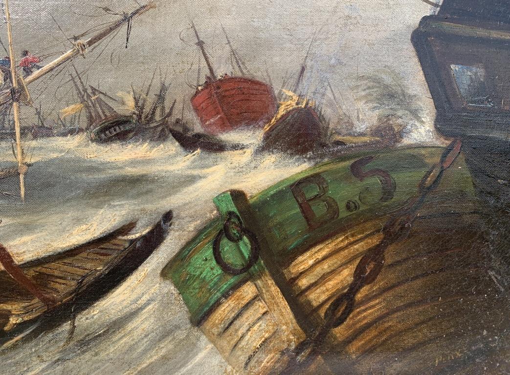 Peintre romantique français - Peinture de paysage du 19e siècle - Mer agitée en vente 6