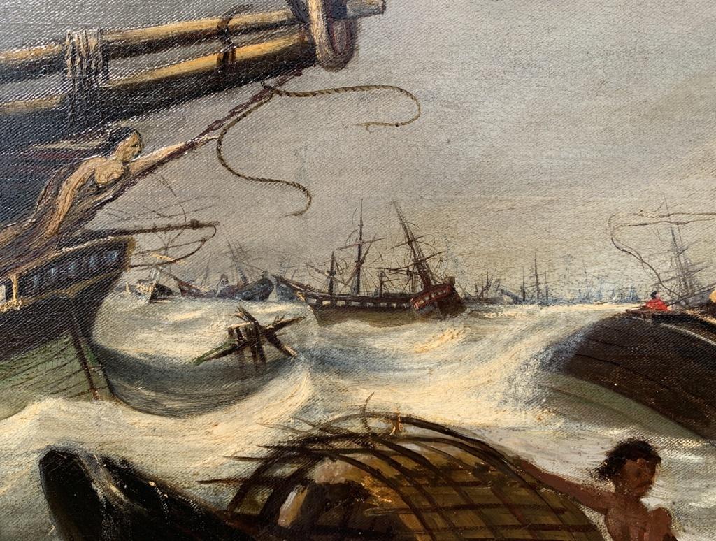 Romantische französische Malerin - Landschaftsmalerei des 19. Jahrhunderts - Sturm Meeresmalerei im Angebot 7