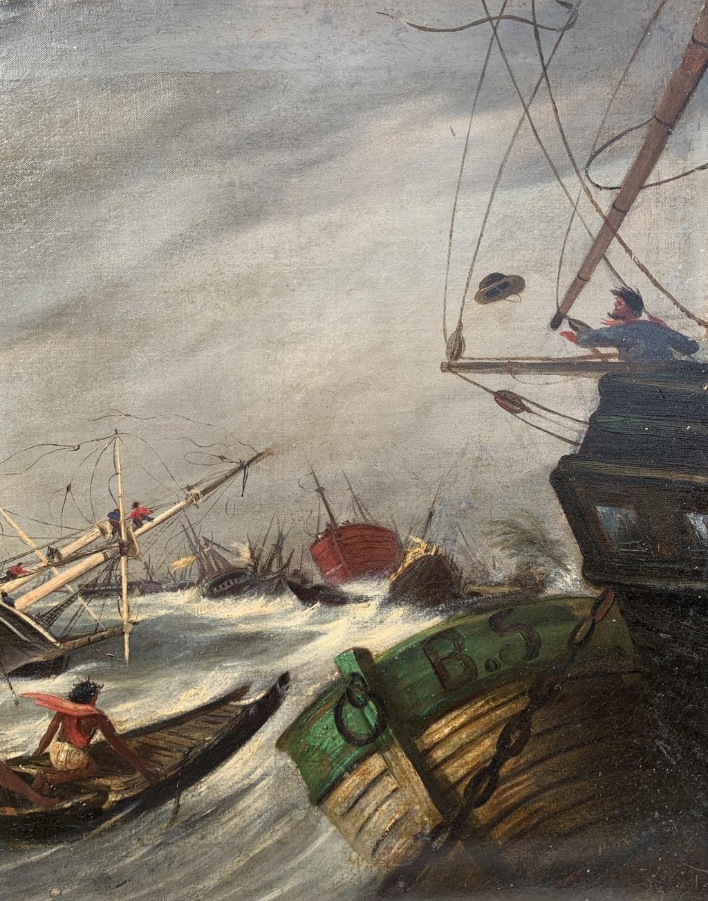 Romantische französische Malerin - Landschaftsmalerei des 19. Jahrhunderts - Sturm Meeresmalerei (Romantik), Painting, von Unknown