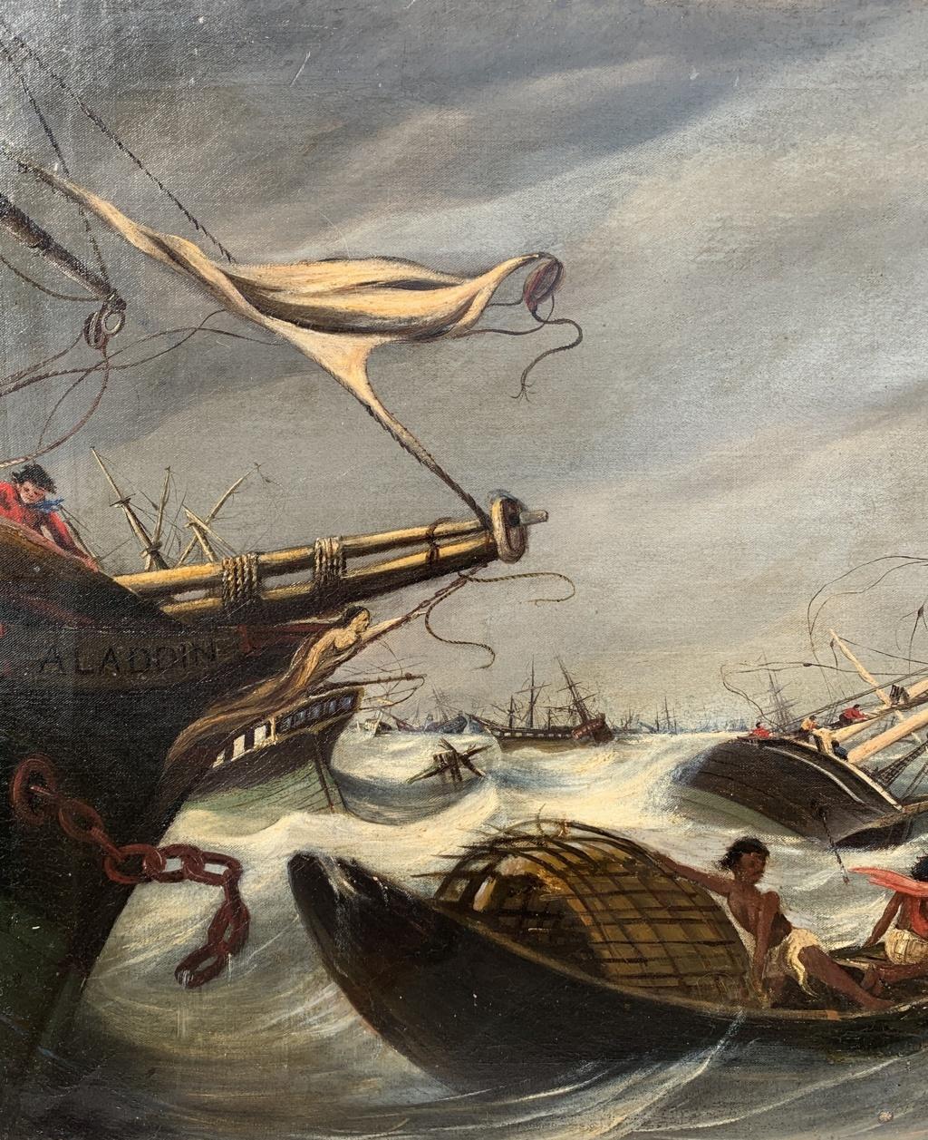 Peintre romantique français - Peinture de paysage du 19e siècle - Mer agitée en vente 1