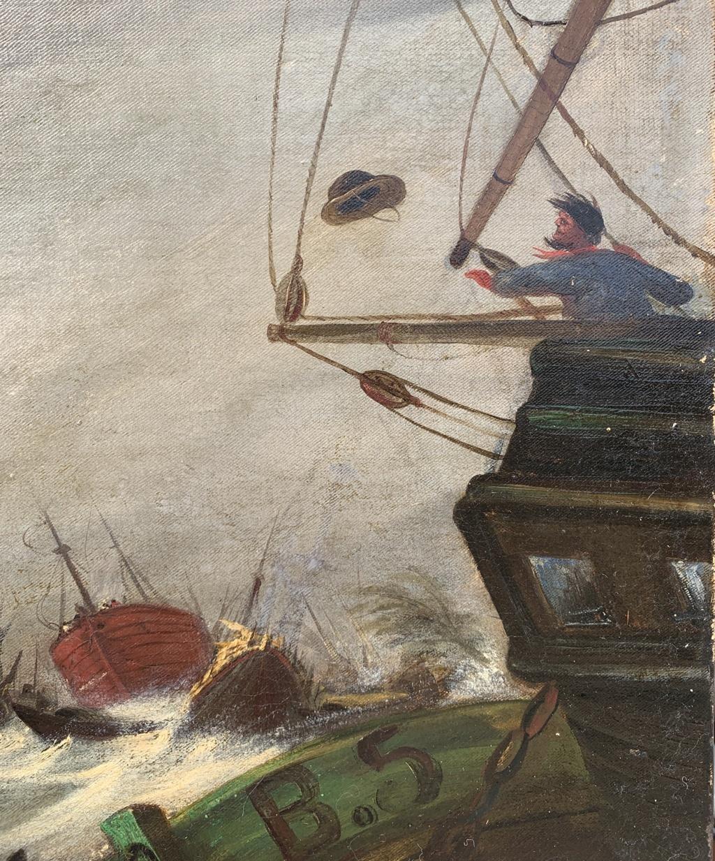Peintre romantique français - Peinture de paysage du 19e siècle - Mer agitée en vente 5