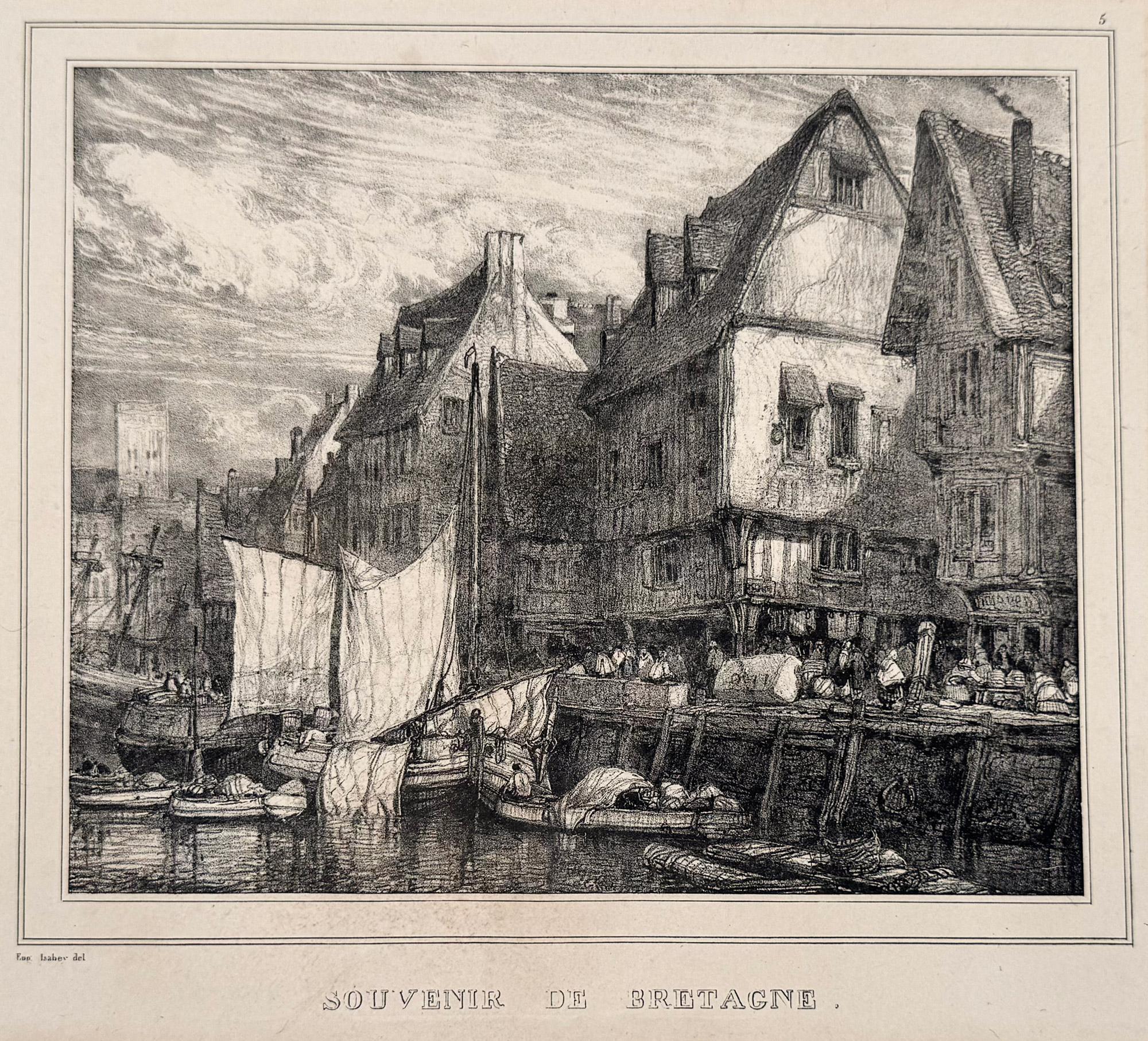 Figurative Print Louis Gabriel Eugene Isabey - Souvenir de Bretagne