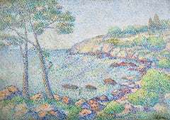 Cote Rocheuse - Neo-Impressionist Pointillist Landscape Oil by  Louis Gaidan