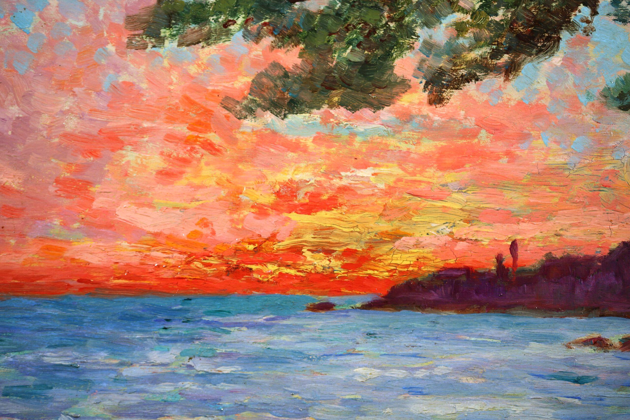 Coucher de Soleil - Neo-Impressionist Landscape Oil Painting by Louis Gaidan For Sale 9