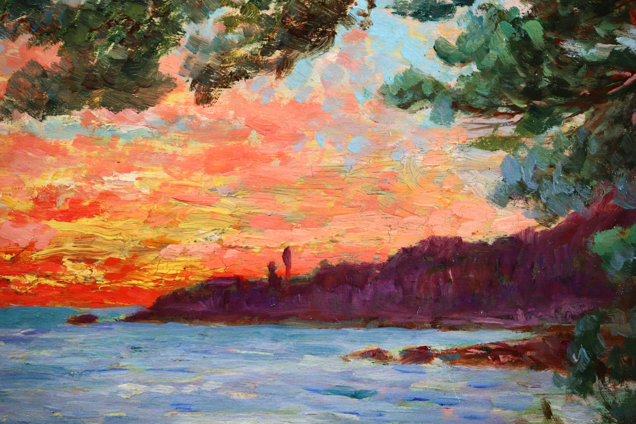 Coucher de Soleil - Neo-Impressionist Landscape Oil Painting by Louis Gaidan For Sale 10