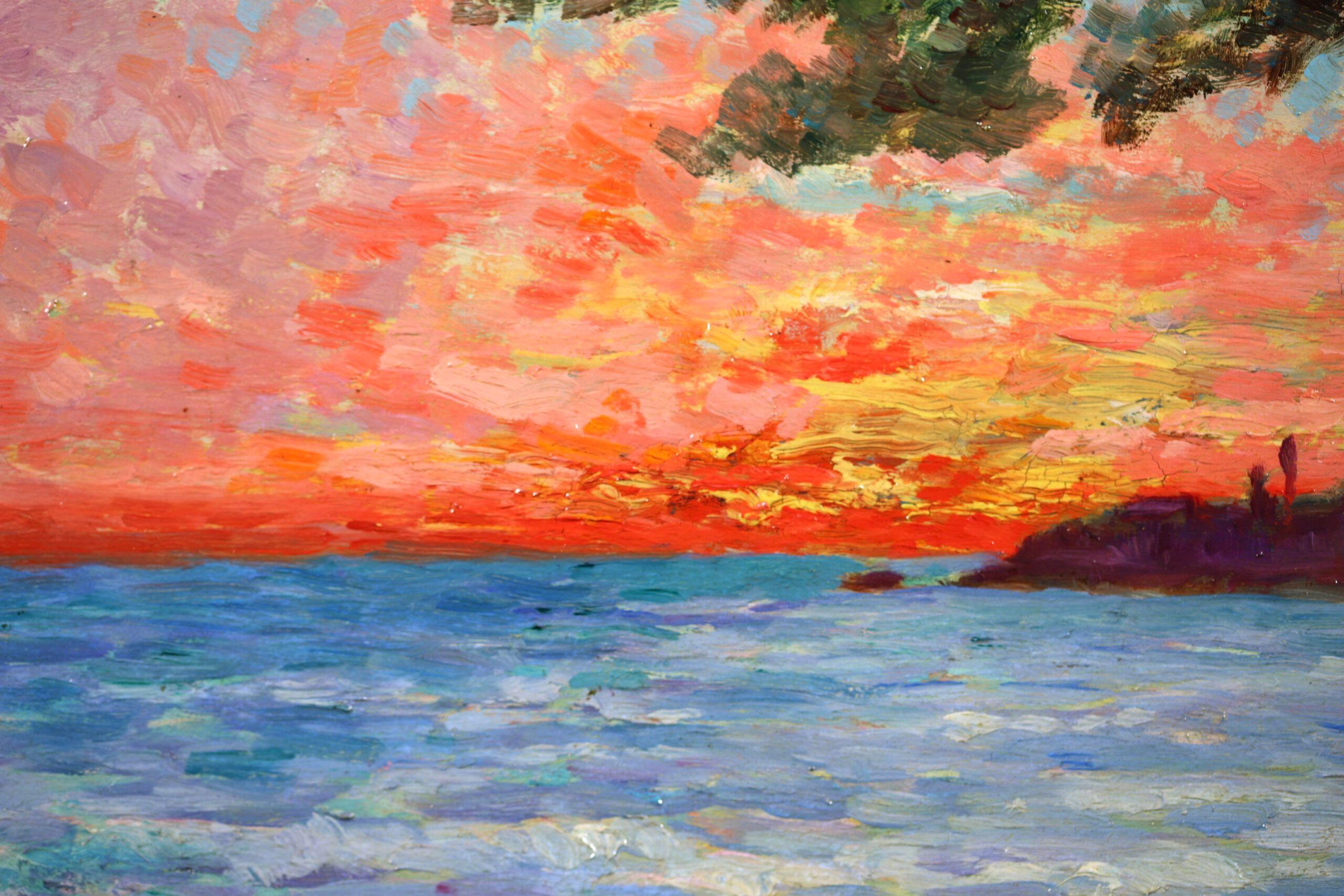 Coucher de Soleil - Neo-Impressionist Landscape Oil Painting by Louis Gaidan For Sale 11