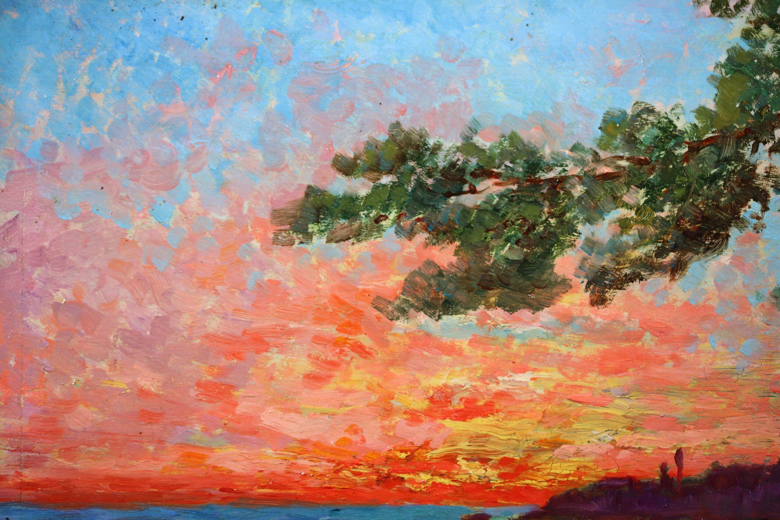 Coucher de Soleil - Neo-Impressionist Landscape Oil Painting by Louis Gaidan For Sale 2