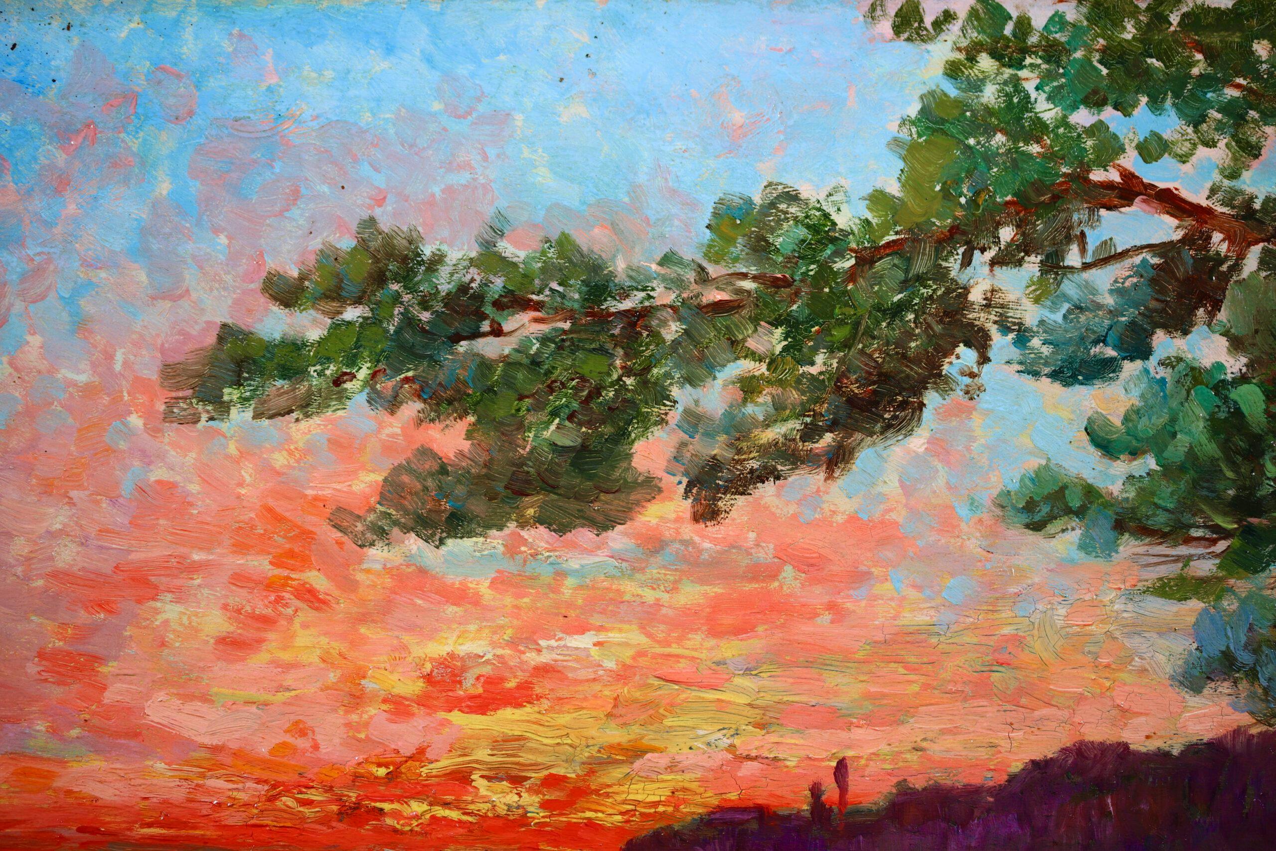 Coucher de Soleil - Neo-Impressionist Landscape Oil Painting by Louis Gaidan For Sale 3