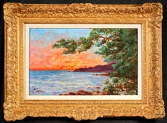 Antique Coucher de Soleil - Neo-Impressionist Landscape Oil Painting by Louis Gaidan