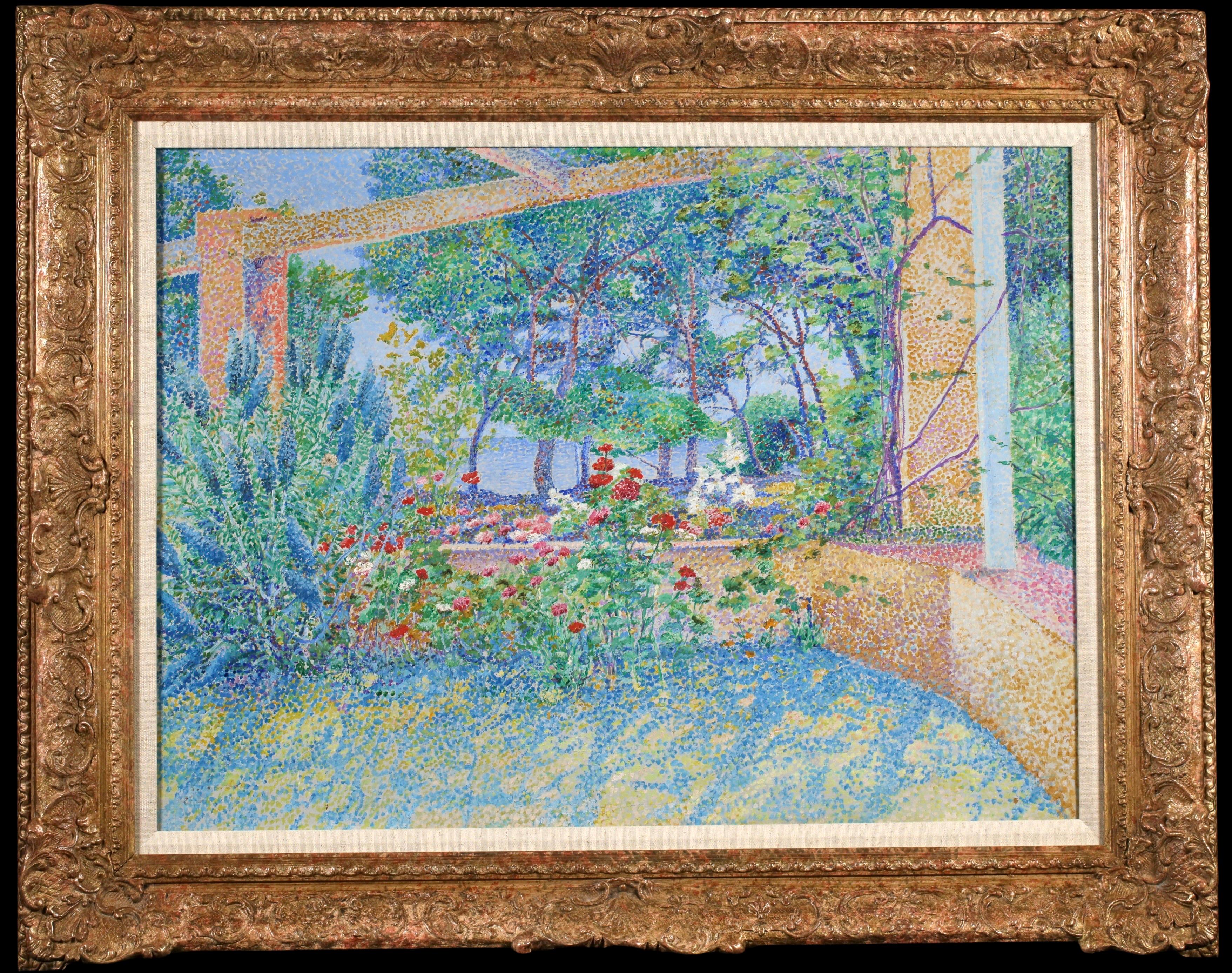 Villa des Agaves - Paesaggio neoimpressionista puntinista a olio di Louis Gaidan