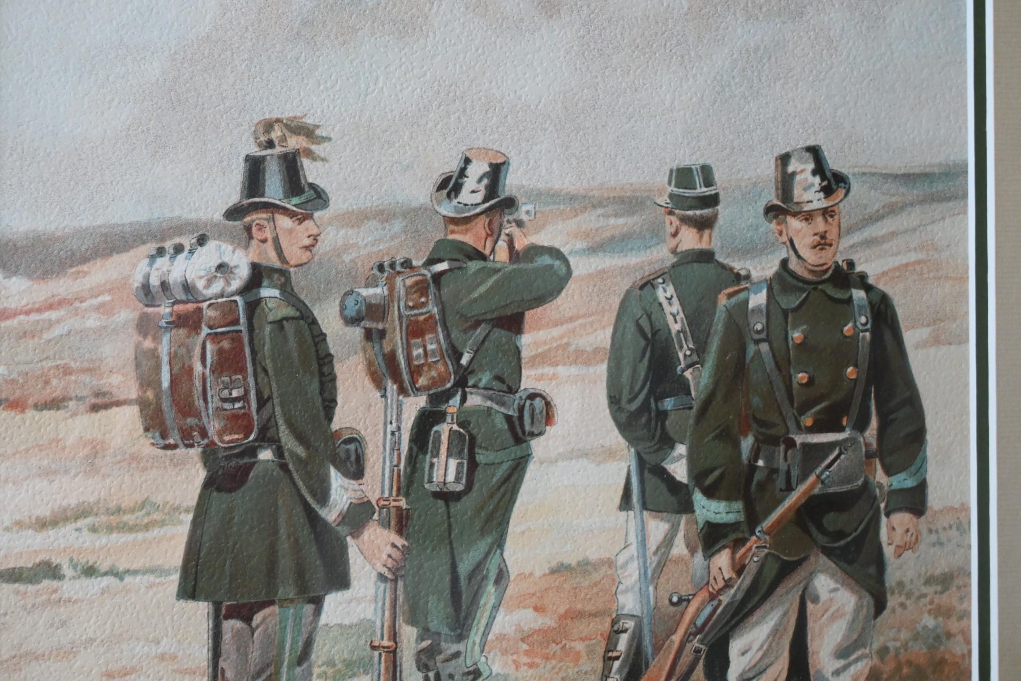 Belgian Louis Geens (1835–1906) Pair Of Watercolors, Military Scene For Sale