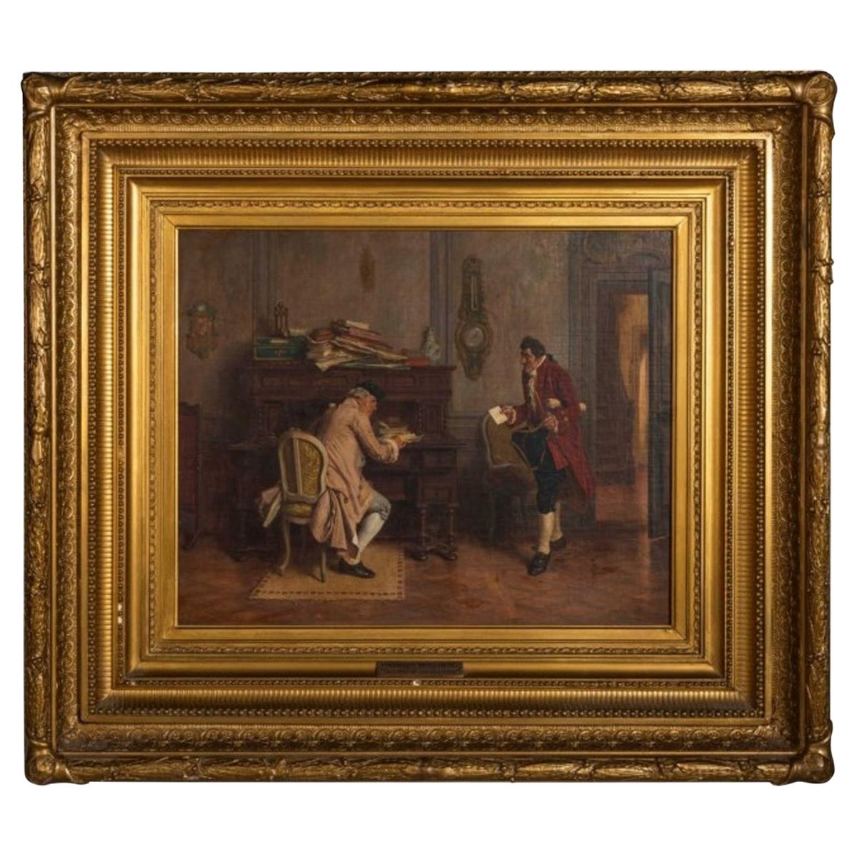 Louis Georges Brillouin "The Letter of Introduction" Oil on Canvas For Sale