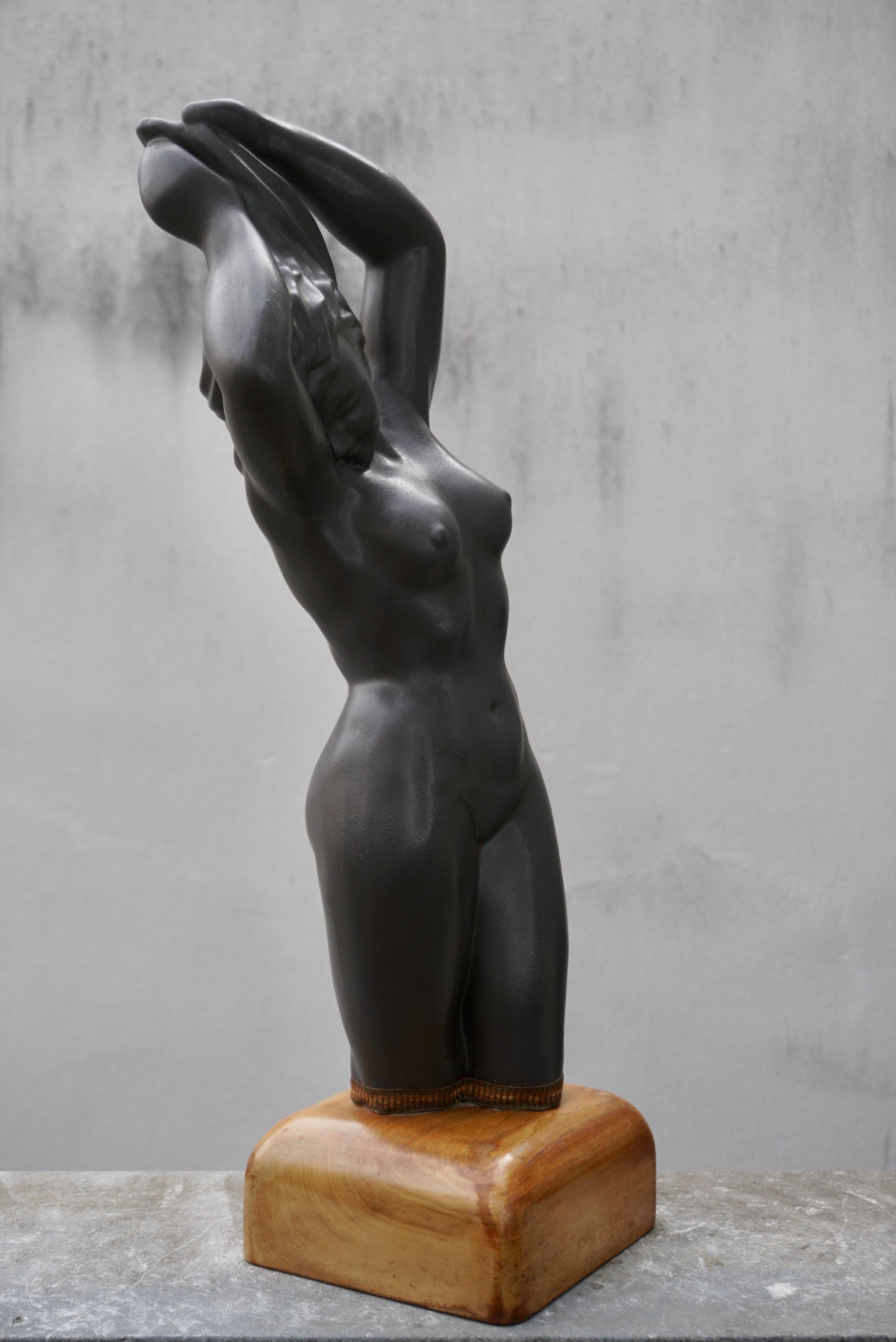 French Louis Giraud Nude Ceramic Sculpture Vallauris 1940s For Sale
