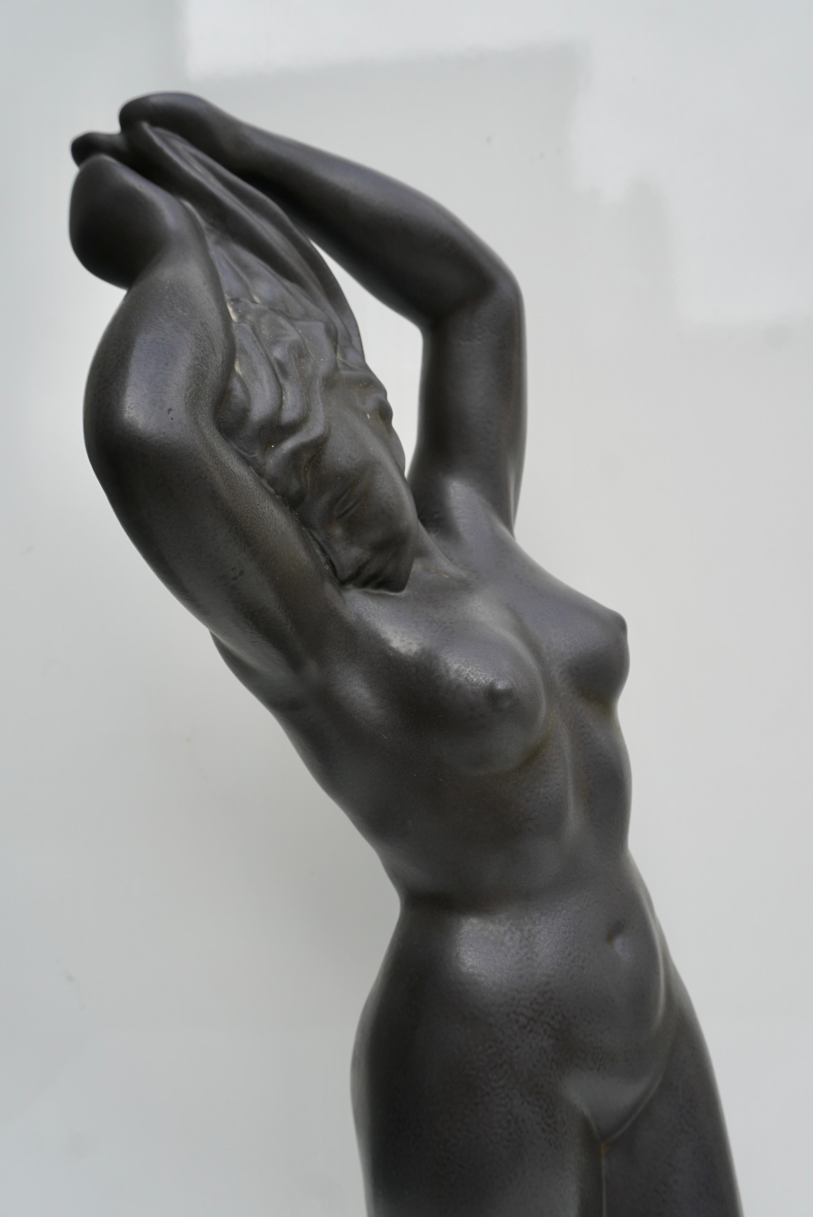 Louis Giraud Nude Ceramic Sculpture Vallauris 1940s In Good Condition For Sale In Antwerp, BE